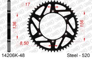 Couronne 48 dents acier Beta RR498 Enduro 2012 AFAM réf. 14206K-48