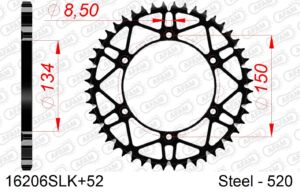 Couronne acier 520 – 52 dents – AFAM 16206SLK+52