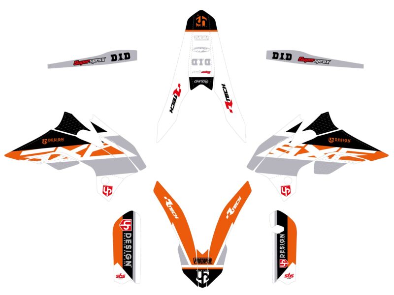 Kit déco KTM SX 85 (2006–2012) – UP – Compatible 17/14" et 19/16" – Modèle ROUND Orange