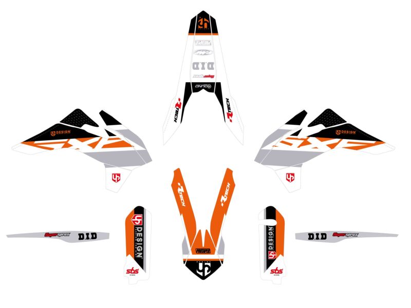 Kit déco moto KTM EXC / EXC-F 2016 – Vinyle haut de gamme – UP Design ROUND Orange