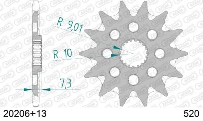 PIGNON #520 SC 20206+13 - Pas 520 - 13 dents - AFAM