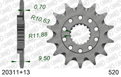 PIGNON #520 SC 20311+13 - Pas 520 - 13 dents - AFAM