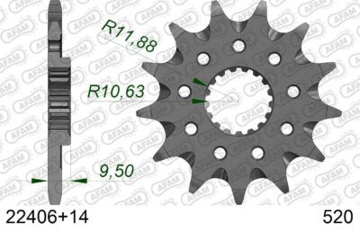 PIGNON #520 SC 22406+14 - Pas 520 - 14 dents - AFAM