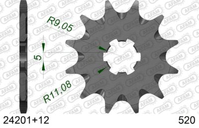 PIGNON #520 SC 24201+12 - Pas 520 - 12 dents - AFAM