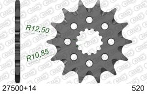 Pignon transmission 14 dents pas 520 – Yamaha YZF-R3, WR, YZ, Aprilia RS250, Kawasaki KX – AFAM #520 SC 27500+14