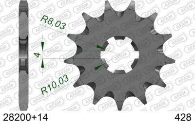 PIGNON #428 SC 28200+14 - Pas 428 - 14 dents - AFAM