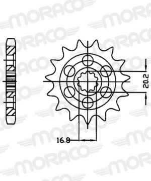 Pignon sortie de boîte Suzuki GT250 1979-1981 – Supersprox PC30115 – Acier 15 dents Pas 520