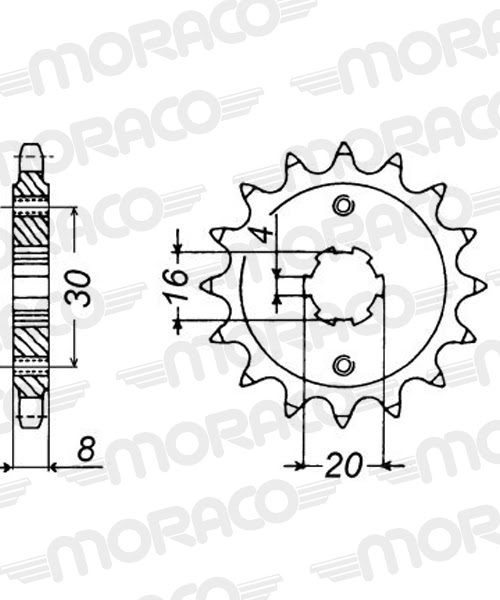 Pignon sortie de boîte  Pas 520 - 12 dents - Acier - PM20212 - Supersprox