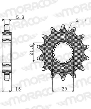 Pignon sortie de boîte – Pas 520 – 14 dents – Acier – Supersprox PN61214