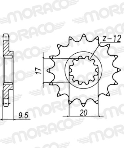 Pignon de sortie de boite - Pas 428 - 12 dents - Acier - PT20212 Beta RR50 Enduro - Supersprox