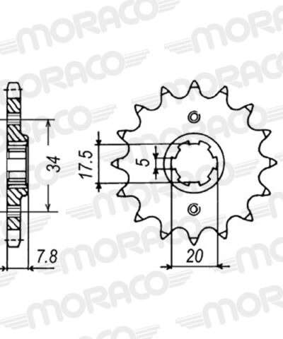 Pignon de sortie de boite - Pas 520 - 14 dents - Acier - PT31514 Kymco MXer 50 L2 - Supersprox