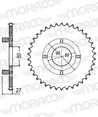 Couronne acier Pas 420 - 38 dents Honda ST50 DAX A ST50 - Supersprox (CA10638)