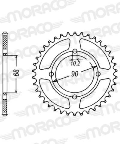 Couronne acier Pas 428 - 45 dents Honda MTX80 R2 H HD09 - Supersprox (CA10845)