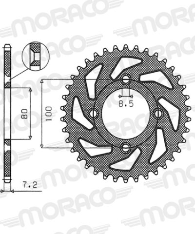 Couronne acier Pas 428 - 50 dents Honda CRF100 4 HE03 - Supersprox (CA11050)