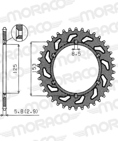 Couronne Stealth Pas 520 - 51 Dents - Rouge Honda CR125 R 2 JE01 - Supersprox (CA212SR51)