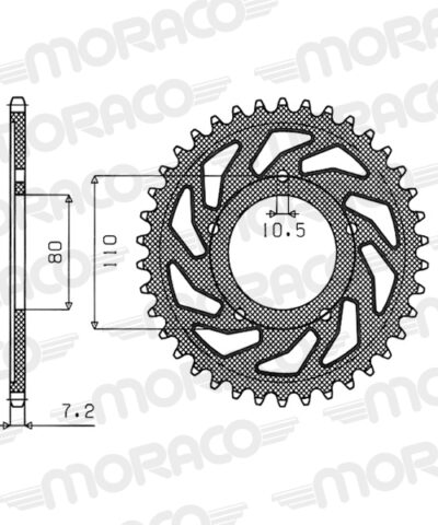 Couronne acier Pas 525 - 36 dents Honda CB450 S 27PS G PC17 - Supersprox (CA50436)