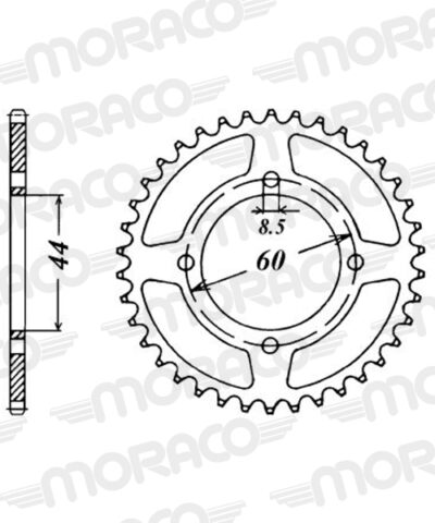 Couronne acier Pas 420 - 38 dents Yamaha DT50 MX-S 2UM 1NN - Supersprox (CC10038)