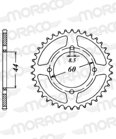 Couronne acier Pas 428 - 41 dents Yamaha DT80 MX-S 5T8 - Supersprox (CC10241)