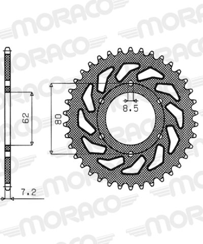 Couronne acier Pas 428 - 52 dents Yamaha TY125 1K6 - Supersprox (CC20852)