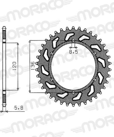 Couronne acier Pas 520 - 41 dents Yamaha TZR250 2MA - Supersprox (CC30441)