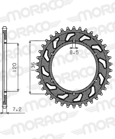 Couronne acier Pas 428 - 51 dents - Supersprox (CC31351)