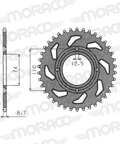 Couronne acier Pas 530 - 36 dents Yamaha XS400 SE 4G5 - Supersprox (CC40136)