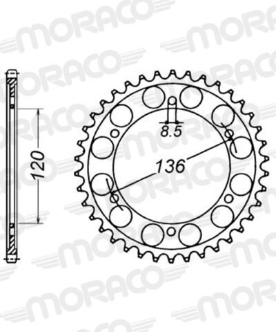 Couronne acier Pas 530 - 45 dents - Supersprox (CC50445)