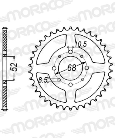 Couronne acier Pas 428 - 42 dents Suzuki TS80 ER D TS80 - Supersprox (CE10142)