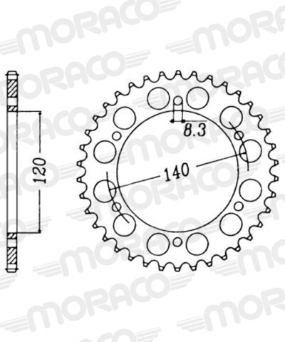 Couronne acier Pas 520 - 44 dents Kawasaki KLR250 - Supersprox (CG30244)