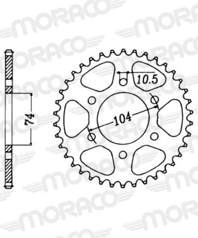 Couronne acier Pas 530 - 40 dents Kawasaki Z400 J 1 KZ400J - Supersprox (CG40140)