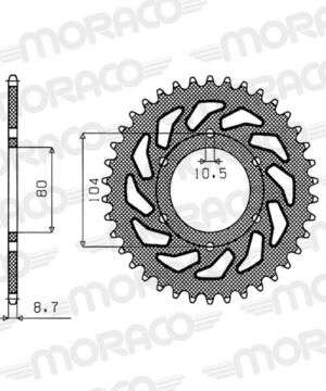 Couronne acier 38 dents Pas 530 Kawasaki Z400/Z550/Z750 1976–1984 – Supersprox CG40238