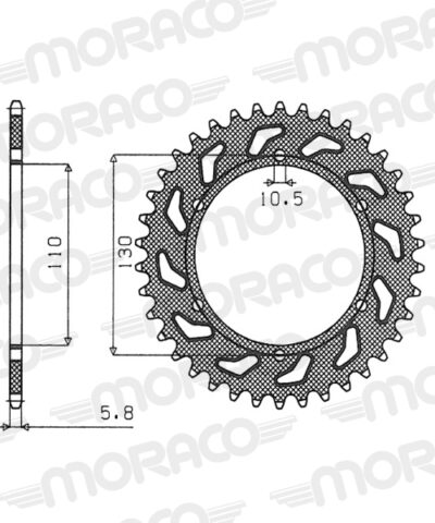 Couronne acier Pas 520 - 44 dents Kawasaki EL250 1 EL250B EL250E - Supersprox (CG50044)