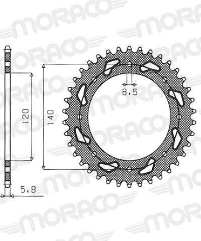 Couronne acier Pas 520 - 38 dents Kawasaki Estrella 250 2 BJ250C - Supersprox (CG60038)