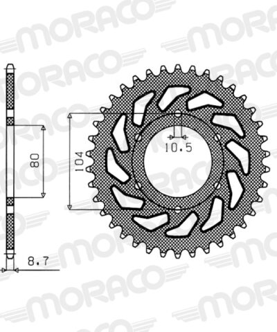 Couronne acier Pas 630 - 34 dents Kawasaki Z650 KZ650F - Supersprox