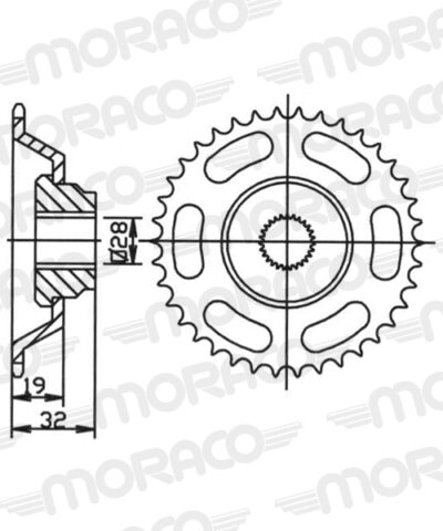 Couronne acier Pas 415 - 44 dents Aprilia RS50 Extrema /Replica HP - Supersprox (CI10044)