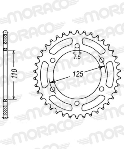 Couronne acier Pas 520 - 39 dents Cagiva Blues 125 6P - Supersprox (CK20039)