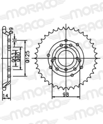 Couronne acier Pas 420 - 48 dents Derbi Fenix 50 FENIX H - Supersprox (CK10048)