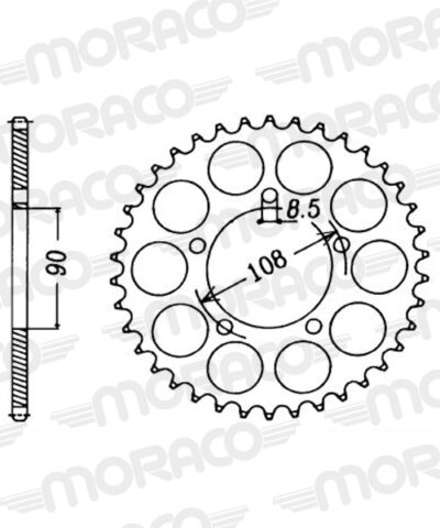 Couronne acier Pas 530 - 38 dents Ducati 500 Pantah Sports DM500SL - Supersprox (CL60038)