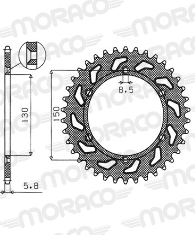 Couronne aluminium Pas 520 - 45 dents - Supersprox (AD32345)