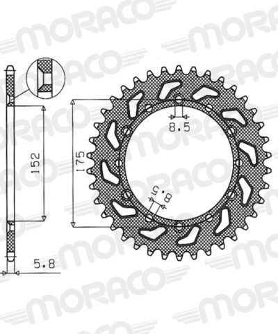 Couronne aluminium Pas 520 - 52 dents Yamaha WR200 R - Supersprox (AD500X52)