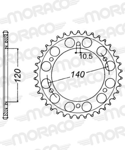 Couronne aluminium Pas 520 - 42 dents Kawasaki EN500 /Vulcan /Classic A1 EN500A EN500B EN500C - Supersprox (AH40442)