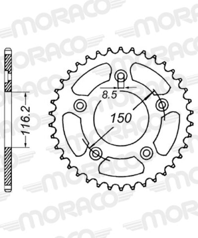 Couronne aluminium Pas 520 - 42 dents Aprilia RS250 - Supersprox (AJ30642)