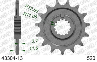 PIGNON #520 43304-13 - Pas 520 - 13 dents - AFAM