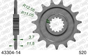Pignon 14 dents pas 520 pour Sherco SE-R & SEF-R 2014–2024 – AFAM 43304-14