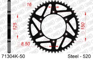 Couronne acier 50 dents pour Gas Gas EC300 (2021–2024) – AFAM 71304K-50