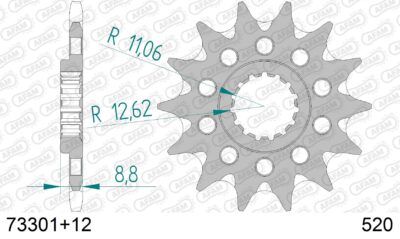 PIGNON #520 SC 73301+12 - Pas 520 - 12 dents - AFAM