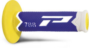 Poignées moto 22/25 mm Progrip 788 Blanc/Bleu/Jaune – Confort triple densité