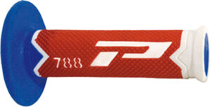 Poignées Off-Road Ø22/25 mm – Progrip 788 Blanc/Rouge/Bleu – Triple Densité