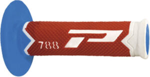 Poignées moto Off-Road Ø22/25 mm – Progrip 788 Blanc/Rouge/Bleu Clair