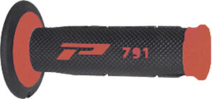 Poignées moto off-road Ø22/25 mm – Progrip 791 Rouge/Noir – Bout fermé